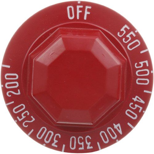 Vulcan Hart VH418060-2 Red Thermostat Knob 2" DIA, OFF-550-200F, Mount .187", Flat Up